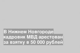 В Нижнем Новгороде кадровик МВД арестован за взятку в 50 000 рублей