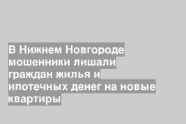 В Нижнем Новгороде мошенники лишали граждан жилья и ипотечных денег на новые квартиры