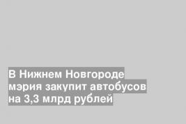 В Нижнем Новгороде мэрия закупит автобусов на 3,3 млрд рублей