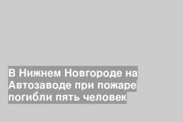В Нижнем Новгороде на Автозаводе при пожаре погибли пять человек