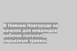 В Нижнем Новгороде на качелях для инвалидов ребенок получил серьезные травмы