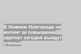 В Нижнем Новгороде на митинг за повышение зарплат сегодня выйдут ученые