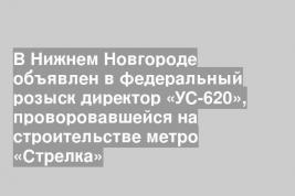 В Нижнем Новгороде объявлен в федеральный розыск директор «УС-620», проворовавшейся на строительстве метро «Стрелка»