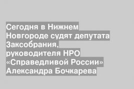 Сегодня в Нижнем Новгороде судят депутата Заксобрания, руководителя НРО «Справедливой России» Александра Бочкарева