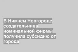 В Нижнем Новгороде создательница номинальной фирмы получила субсидию от города