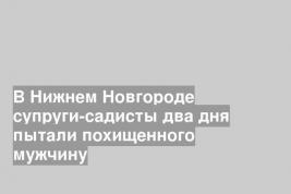 В Нижнем Новгороде супруги-садисты два дня пытали похищенного мужчину