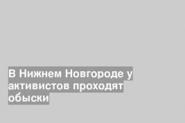 В Нижнем Новгороде у активистов проходят обыски