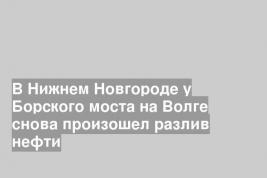 В Нижнем Новгороде у Борского моста на Волге снова произошел разлив нефти