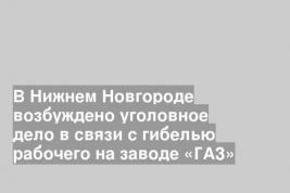 В Нижнем Новгороде возбуждено уголовное дело в связи с гибелью рабочего на заводе «ГАЗ»
