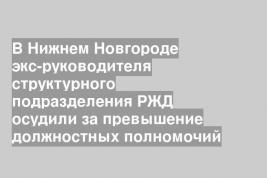 В Нижнем Новгороде экс-руководителя структурного подразделения РЖД осудили за превышение должностных полномочий