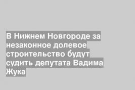 В Нижнем Новгороде за незаконное долевое строительство будут судить депутата Вадима Жука