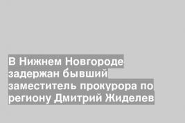 В Нижнем Новгороде задержан бывший заместитель прокурора по региону Дмитрий Жиделев