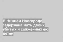 В Нижнем Новгороде задержана мать двоих убитых и сожженных ею детей