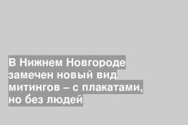 В Нижнем Новгороде замечен новый вид митингов – с плакатами, но без людей
