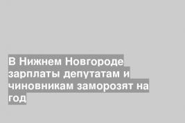 В Нижнем Новгороде зарплаты депутатам и чиновникам заморозят на год