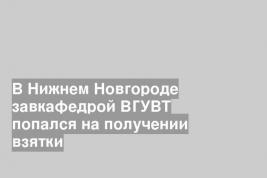 В Нижнем Новгороде завкафедрой ВГУВТ попался на получении взятки