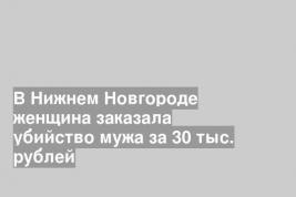 В Нижнем Новгороде женщина заказала убийство мужа за 30 тыс. рублей