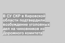 В СУ СКР в Кировской области подтвердили возбуждение уголовных дел на чиновников из Дорожного комитета