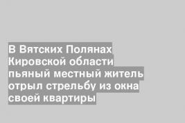 В Вятских Полянах Кировской области пьяный местный житель отрыл стрельбу из окна своей квартиры