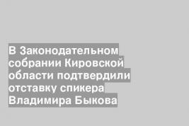 В Законодательном собрании Кировской области подтвердили отставку спикера Владимира Быкова