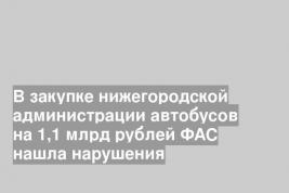 В закупке нижегородской администрации автобусов на 1,1 млрд рублей ФАС нашла нарушения