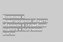 Военкома в Нижегородской области обвинили в служебном подлоге и получении взятки