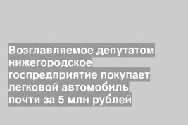 Возглавляемое депутатом нижегородское госпредприятие покупает легковой автомобиль почти за 5 млн рублей