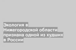 Экология в Нижегородской области признана одной из худших в России