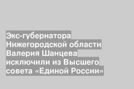 Экс-губернатора Нижегородской области Валерия Шанцева исключили из Высшего совета «Единой России»