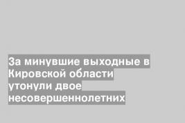 За минувшие выходные в Кировской области утонули двое несовершеннолетних