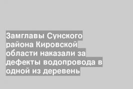 Замглавы Сунского района Кировской области наказали за дефекты водопровода в одной из деревень