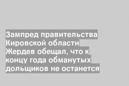 Зампред правительства Кировской области Жердев обещал, что к концу года обманутых дольщиков не останется