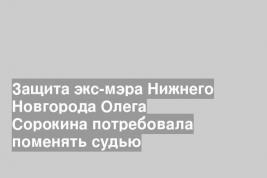Защита экс-мэра Нижнего Новгорода Олега Сорокина потребовала поменять судью