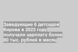 Заведующие 6 детсадов Кирова в 2023 году получали зарплату более 80 тыс. рублей в месяц