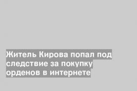 Житель Кирова попал под следствие за покупку орденов в интернете