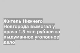Житель Нижнего Новгорода вымогал у врача 1,5 млн рублей за выдуманное уголовное дело