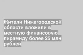 Жители Нижегородской области вложили в местную финансовую пирамиду более 25 млн рублей