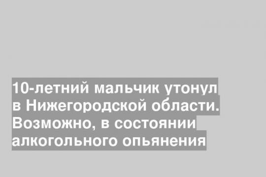 10-летний мальчик утонул в Нижегородской области. Возможно, в состоянии алкогольного опьянения
