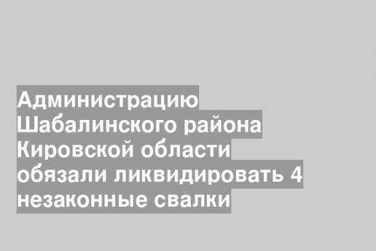 Администрацию Шабалинского района Кировской области обязали ликвидировать 4 незаконные свалки