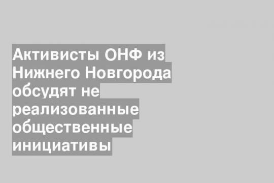 Активисты ОНФ из Нижнего Новгорода обсудят не реализованные общественные инициативы