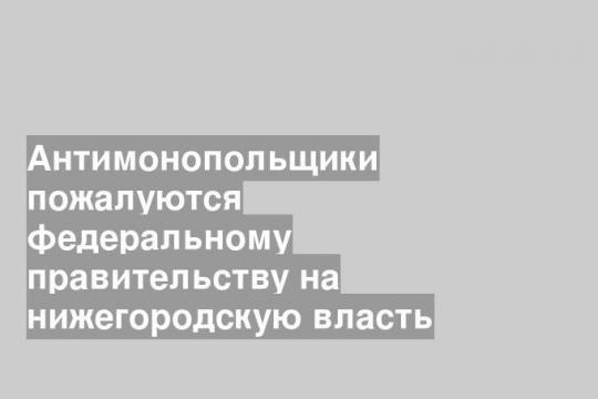 Антимонопольщики пожалуются федеральному правительству на нижегородскую власть