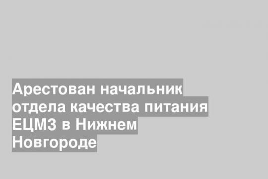 Арестован начальник отдела качества питания ЕЦМЗ в Нижнем Новгороде
