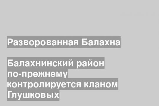 Балахнинский район по-прежнему контролируется кланом Глушковых