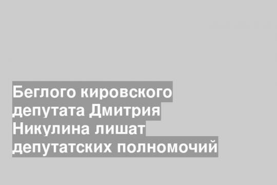 Беглого кировского депутата Дмитрия Никулина лишат депутатских полномочий
