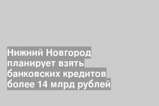 Нижний Новгород планирует взять банковских кредитов более 14 млрд рублей