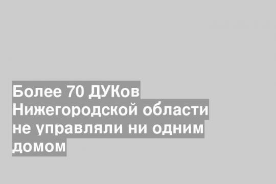 Более 70 ДУКов Нижегородской области не управляли ни одним домом
