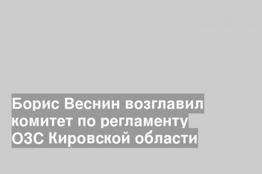 Борис Веснин возглавил комитет по регламенту ОЗС Кировской области
