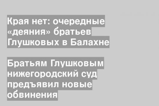 Братьям Глушковым нижегородский суд предъявил новые обвинения