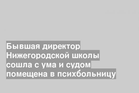 Бывшая директор Нижегородской школы сошла с ума и судом помещена в психбольницу
