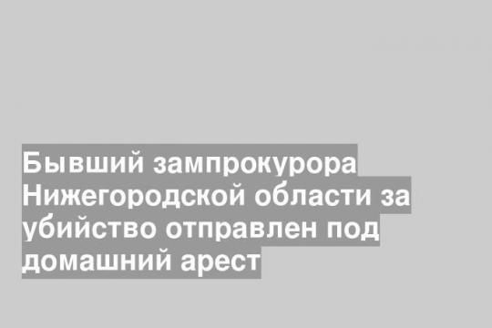 Бывший зампрокурора Нижегородской области за убийство отправлен под домашний арест